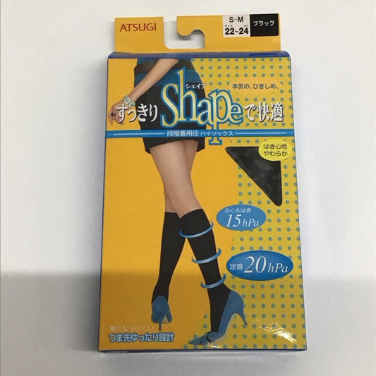 アツギ ATSUGI ファッション小物 ストッキング 着圧ハイソックス 段階着用圧ハイソックス 無地 黒 / ブラック /  レディース USED 古着 中古 10141854