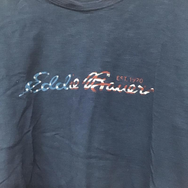 エディーバウアー Eddie Bauer Tシャツ 半袖 半袖Tシャツ プリントTシャツ クルーネックカットソー L ロゴ、文字 紺 / ネイビー /  メンズ USED 古着 中古 10141872