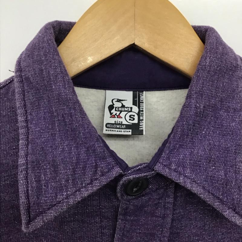 チャムス CHUMS シャツ、ブラウス 長袖 長袖スウェットシャツ カジュアルシャツ フロントボタン S 無地 紫 / パープル /  メンズ USED 古着 中古 10141914