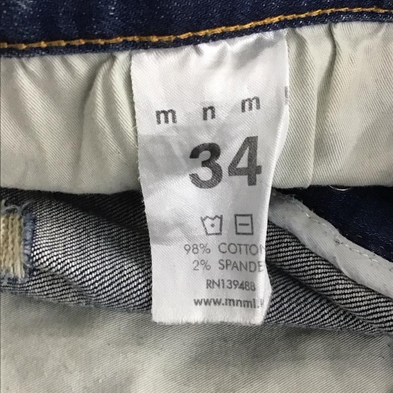 ミニマル mnml パンツ デニム、ジーンズ デニムパンツ スリムパンツ カジュアルパンツ ストレッチパンツ 34インチ ダメージ加工 インディゴ / インディゴ /  メンズ USED 古着 中古 10141920