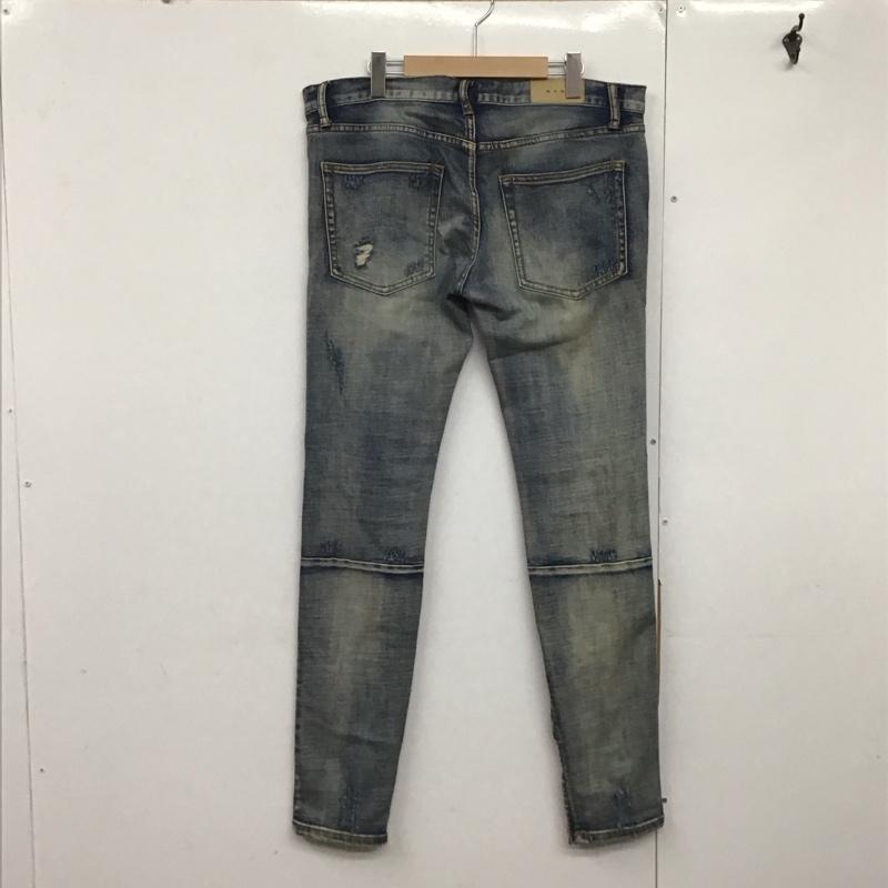 ミニマル mnml パンツ デニム、ジーンズ デニムパンツ スリムパンツ カジュアルパンツ ストレッチパンツ 34インチ ダメージ加工 インディゴ / インディゴ /  メンズ USED 古着 中古 10141920