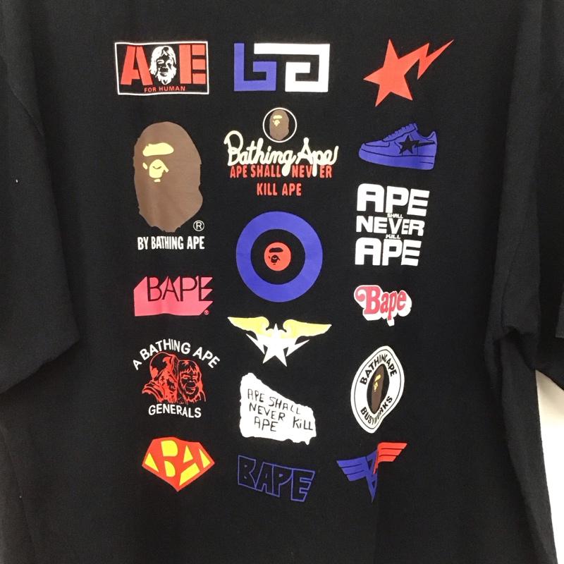 ベイプ BAPE Tシャツ 半袖 半袖カットソー プリントTシャツ クルーネックカットソー XL プリント 黒 / ブラック /  メンズ USED 古着 中古 10141936