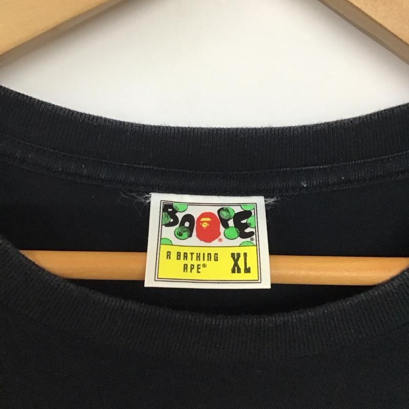ベイプ BAPE Tシャツ 半袖 半袖カットソー プリントTシャツ クルーネックカットソー XL プリント 黒 / ブラック /  メンズ USED 古着 中古 10141936