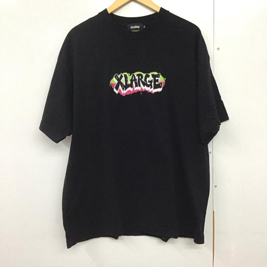 エクストララージ XLARGE Tシャツ 半袖 半袖カットソー プリントTシャツ クルーネックカットソー XL ロゴ、文字 黒 / ブラック /  メンズ USED 古着 中古 10141945