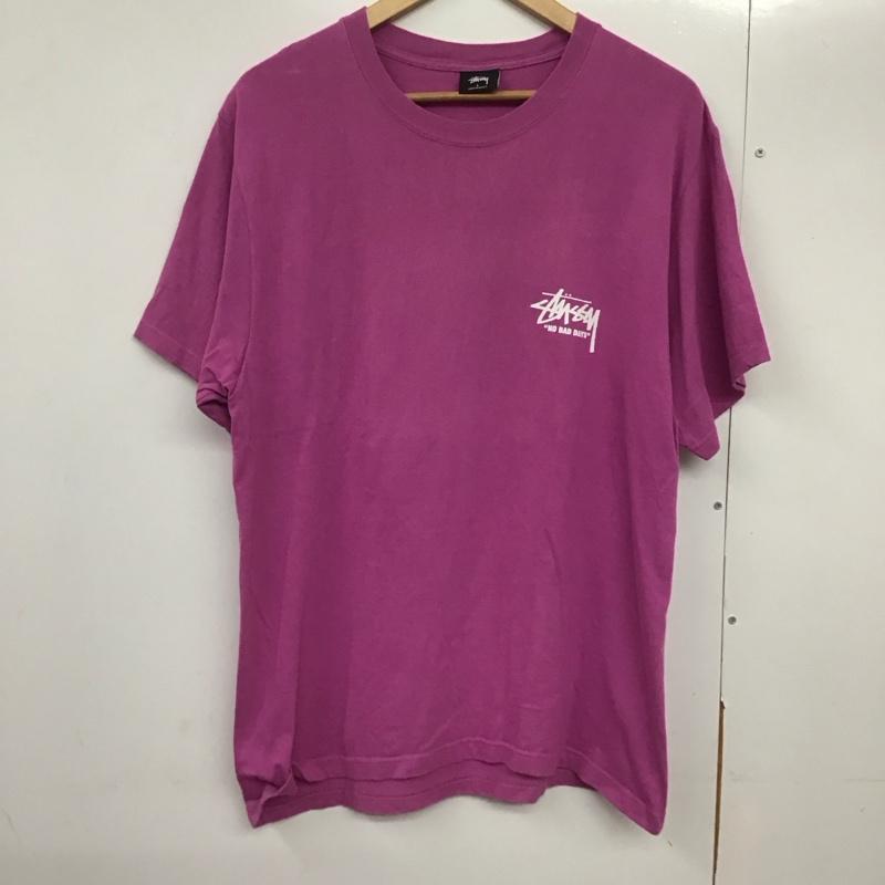 ステューシー STUSSY Tシャツ 半袖 半袖カットソー プリントTシャツ クルーネックカットソー L ロゴ、文字 紫 / パープル /  メンズ USED 古着 中古 10141947