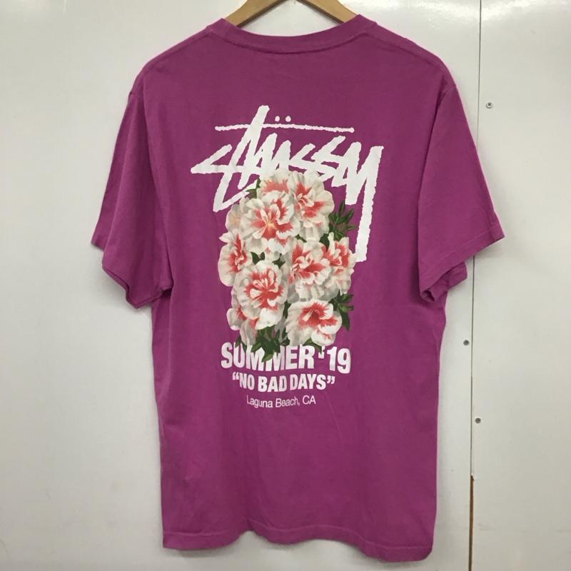 ステューシー STUSSY Tシャツ 半袖 半袖カットソー プリントTシャツ クルーネックカットソー L ロゴ、文字 紫 / パープル /  メンズ USED 古着 中古 10141947