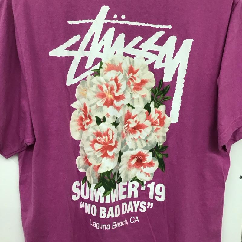 ステューシー STUSSY Tシャツ 半袖 半袖カットソー プリントTシャツ クルーネックカットソー L ロゴ、文字 紫 / パープル /  メンズ USED 古着 中古 10141947