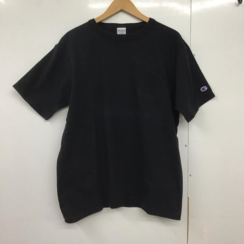 チャンピオン Champion Tシャツ 半袖 半袖カットソー プリントTシャツ クルーネックカットソー L 無地 黒 / ブラック /  メンズ USED 古着 中古 10141951