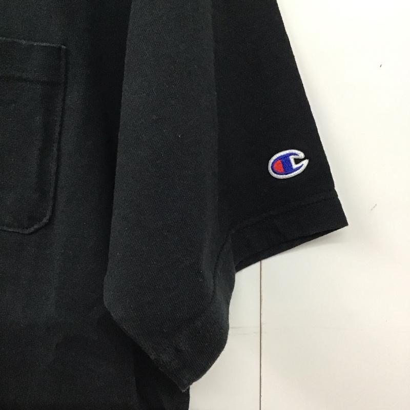 チャンピオン Champion Tシャツ 半袖 半袖カットソー プリントTシャツ クルーネックカットソー L 無地 黒 / ブラック /  メンズ USED 古着 中古 10141951