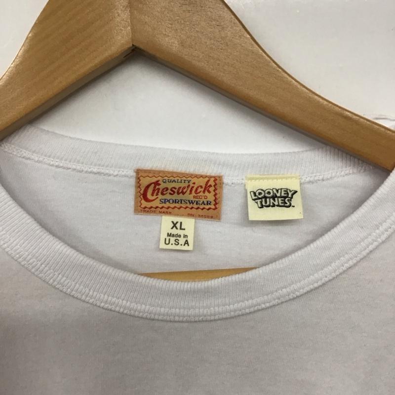 チェスウィック CHESWICK Tシャツ 半袖 半袖カットソー プリントTシャツ クルーネックカットソー XL プリント 白 / ホワイト /  メンズ USED 古着 中古 10141952