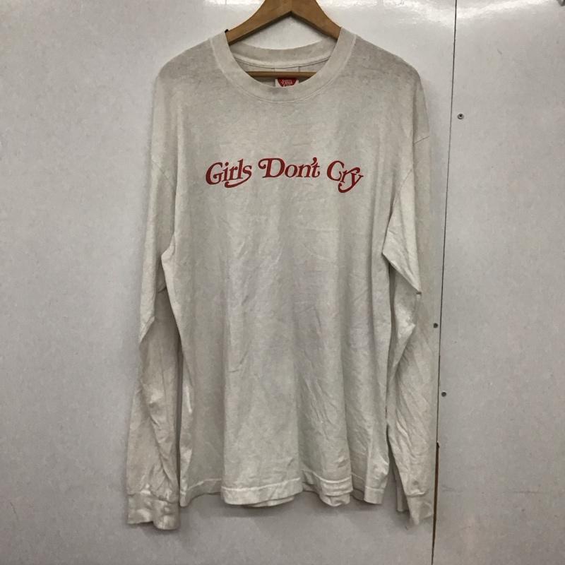 ガールズドントクライ Girls Don t Cry カットソー 長袖 長袖カットソー プリントカットソー クルーネック L ロゴ、文字 白 / ホワイト /  メンズ USED 古着 中古 10141954