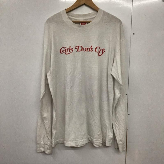 ガールズドントクライ Girls Don t Cry カットソー 長袖 長袖カットソー プリントカットソー クルーネック L ロゴ、文字 白 / ホワイト /  メンズ USED 古着 中古 10141954