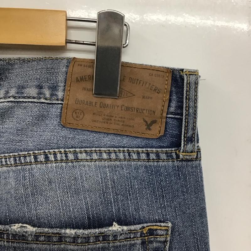 アメリカンイーグル AMERICANEAGLE パンツ デニム、ジーンズ デニムパンツ スリムパンツ カジュアルパンツ ストレッチパンツ 32インチ ダメージ加工 インディゴ / インディゴ /  メンズ USED 古着 中古 10141972