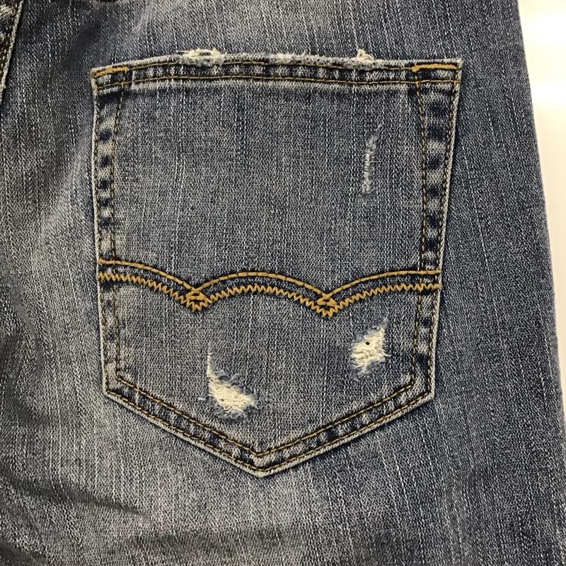 アメリカンイーグル AMERICANEAGLE パンツ デニム、ジーンズ デニムパンツ スリムパンツ カジュアルパンツ ストレッチパンツ 32インチ ダメージ加工 インディゴ / インディゴ /  メンズ USED 古着 中古 10141972