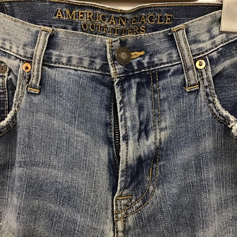 アメリカンイーグル AMERICANEAGLE パンツ デニム、ジーンズ デニムパンツ スリムパンツ カジュアルパンツ ストレッチパンツ 32インチ ダメージ加工 インディゴ / インディゴ /  メンズ USED 古着 中古 10141972
