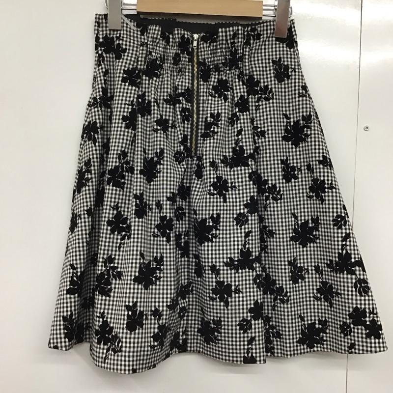 セシルマクビー CECIL McBEE スカート ひざ丈スカート 7804A-2 チェック M 総柄 白 / ホワイト / X 黒 / ブラック /  レディース USED 古着 中古 10141992