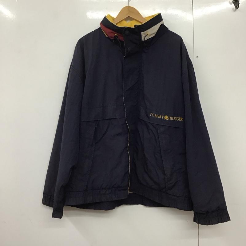 トミーヒルフィガー TOMMY HILFIGER ジャケット、上着 ジャンパー、ブルゾン ジップアップジャケット ナイロンジャケット アウター XL ロゴ、文字 紺 / ネイビー /  メンズ USED 古着 中古 10141995