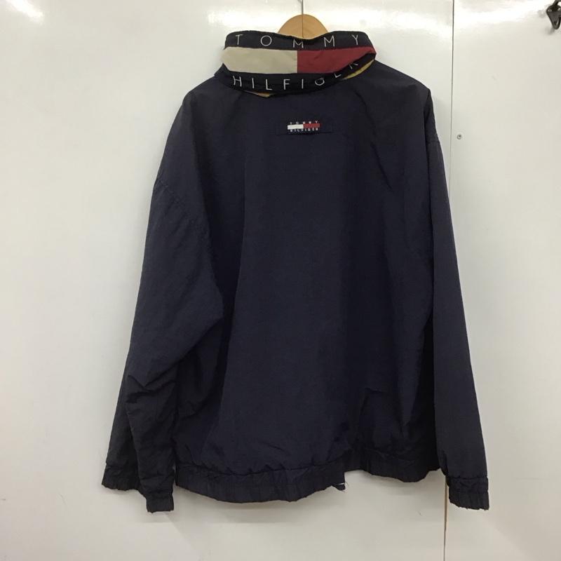 トミーヒルフィガー TOMMY HILFIGER ジャケット、上着 ジャンパー、ブルゾン ジップアップジャケット ナイロンジャケット アウター XL ロゴ、文字 紺 / ネイビー /  メンズ USED 古着 中古 10141995