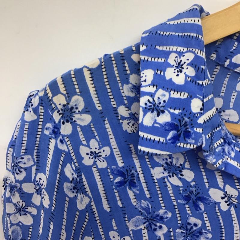 ザラ ZARA ワンピース ロングスカート 半袖ロングワンピース フレアスカート ウエスト切り替え M プリント 水色 / ライトブルー /  レディース USED 古着 中古 10142061