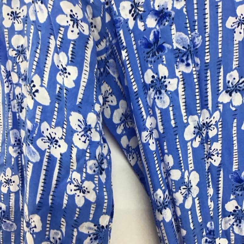 ザラ ZARA ワンピース ロングスカート 半袖ロングワンピース フレアスカート ウエスト切り替え M プリント 水色 / ライトブルー /  レディース USED 古着 中古 10142061