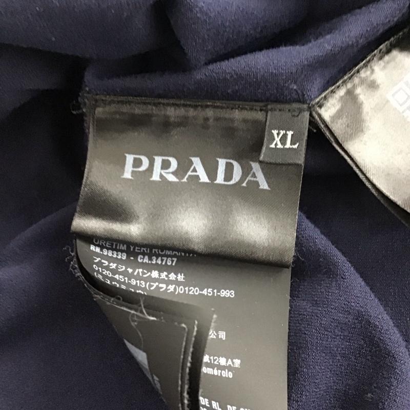 プラダ PRADA Tシャツ 半袖 sjn250 r192 710 ラバーTシャツ プリントTシャツ XL ロゴ、文字 紺 / ネイビー /  メンズ USED 古着 中古 10142097