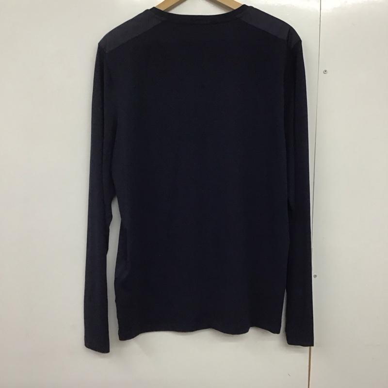 プラダ PRADA カットソー 長袖 sjn262 r192 710 ナイロンポケットラバーロゴ ロングTシャツ L ロゴ、文字 紺 / ネイビー /  メンズ USED 古着 中古 10142099
