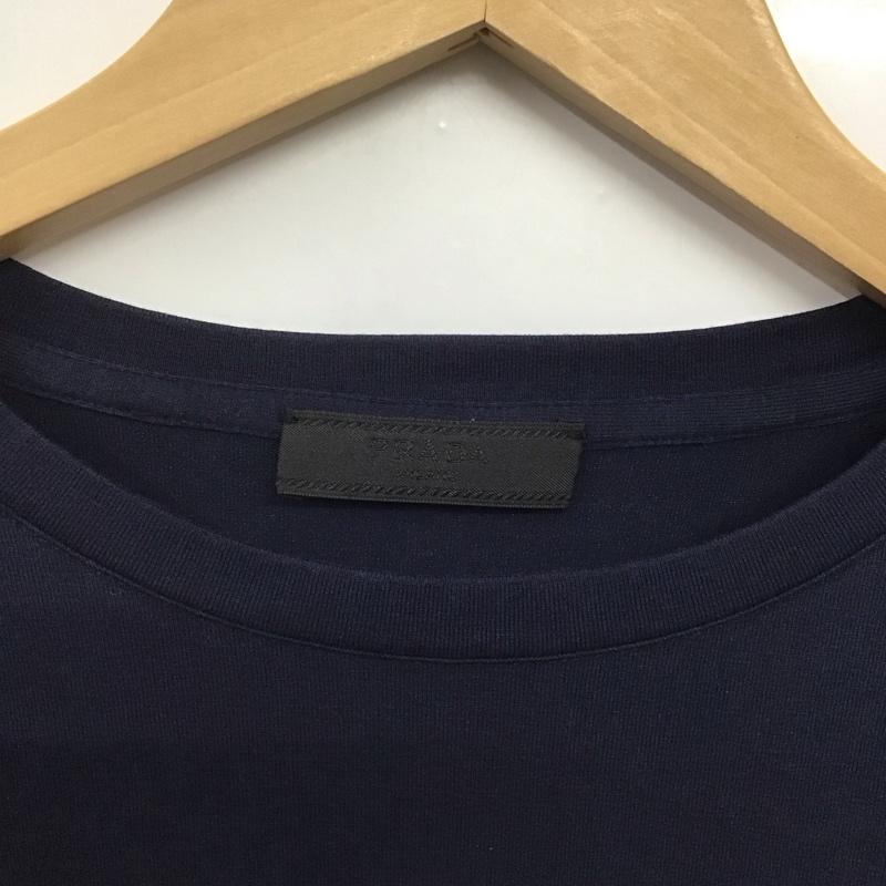 プラダ PRADA カットソー 長袖 sjn262 r192 710 ナイロンポケットラバーロゴ ロングTシャツ L ロゴ、文字 紺 / ネイビー /  メンズ USED 古着 中古 10142099