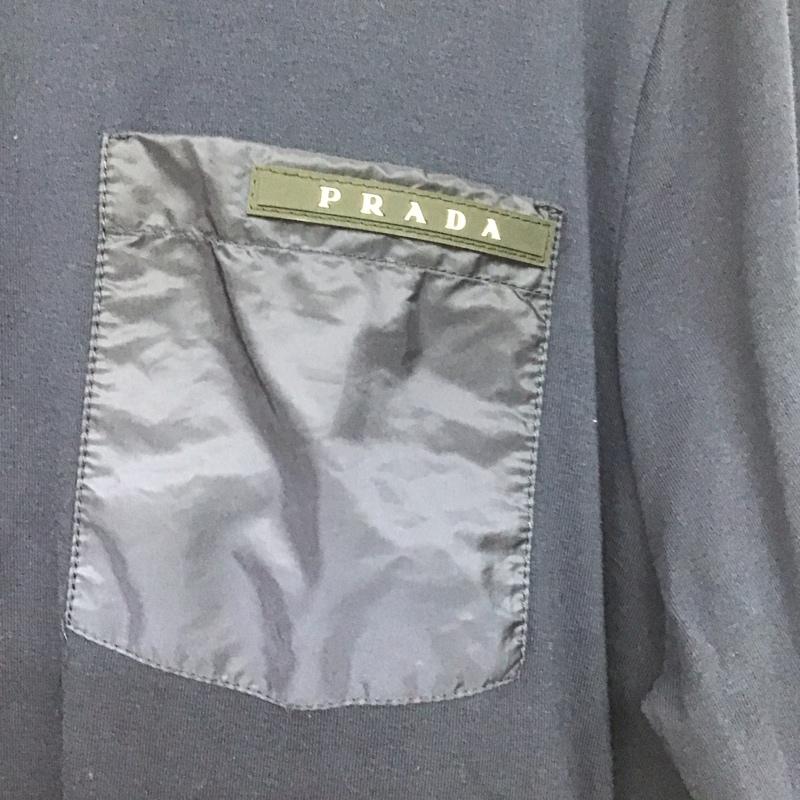 プラダ PRADA カットソー 長袖 sjn262 r192 710 ナイロンポケットラバーロゴ ロングTシャツ L ロゴ、文字 紺 / ネイビー /  メンズ USED 古着 中古 10142099