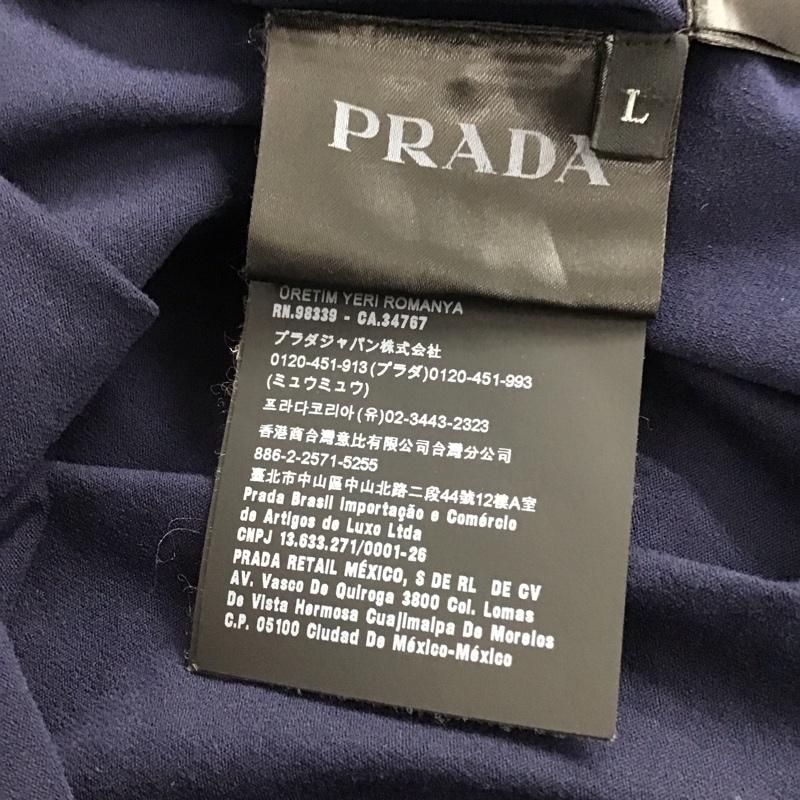 プラダ PRADA カットソー 長袖 sjn262 r192 710 ナイロンポケットラバーロゴ ロングTシャツ L ロゴ、文字 紺 / ネイビー /  メンズ USED 古着 中古 10142099