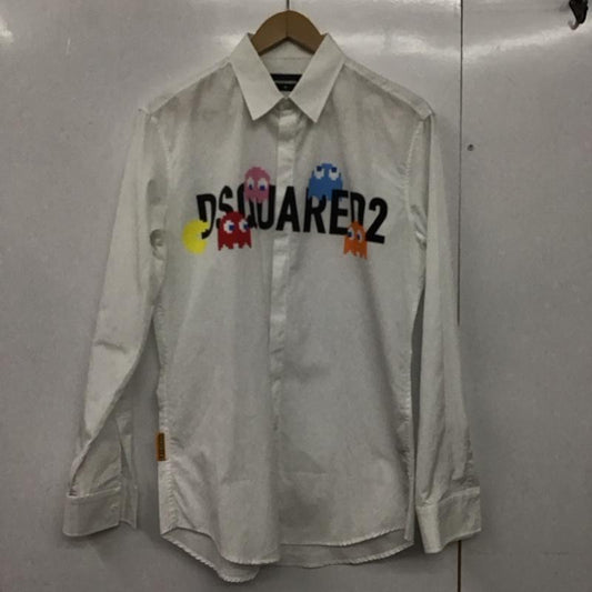 ディースクエアード2 DSQUARED2 シャツ、ブラウス 長袖 s71dm0671 パックマンデザインコットンシャツ 長袖シャツ 46 プリント 白 / ホワイト /  メンズ USED 古着 中古 10142104