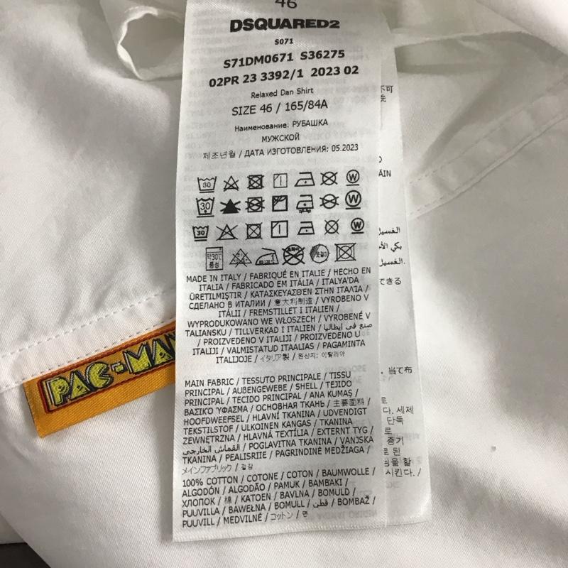 ディースクエアード2 DSQUARED2 シャツ、ブラウス 長袖 s71dm0671 パックマンデザインコットンシャツ 長袖シャツ 46 プリント 白 / ホワイト /  メンズ USED 古着 中古 10142104