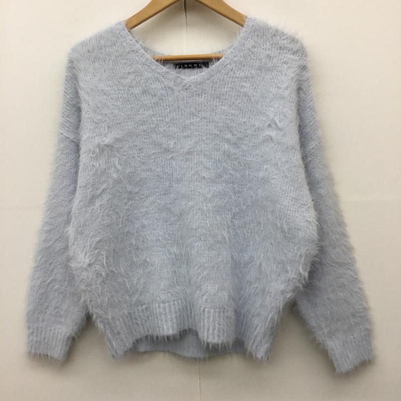 イング INGNI ニット、セーター 長袖 174-942051-01 M 無地 水色 / ライトブルー /  レディース USED 古着 中古 10142219