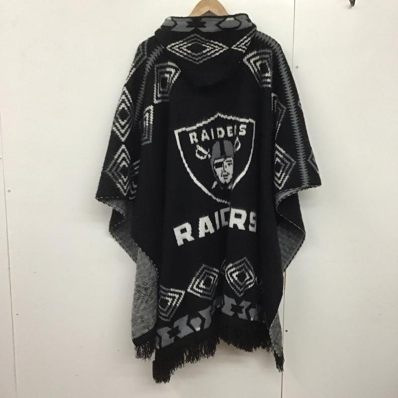 古着 USED ジャケット、上着 ポンチョ TEJIDOS RUMINAHU フード付き フリンジ Raiders ロゴ、文字 黒 / ブラック /  メンズ USED 古着 中古 10142306