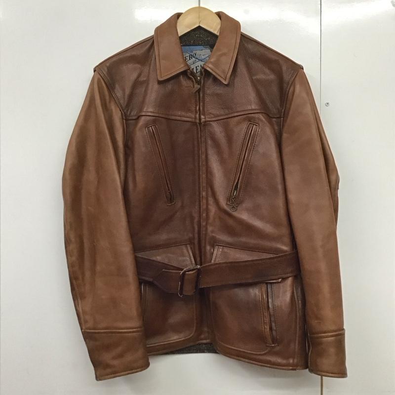 エアロレザー Aero Leather ジャケット、上着 ジャンパー、ブルゾン ジップアップレザージャケット アウター シングル ライダースジャケット 36 無地 茶 / ブラウン /  メンズ USED 古着 中古 10142333