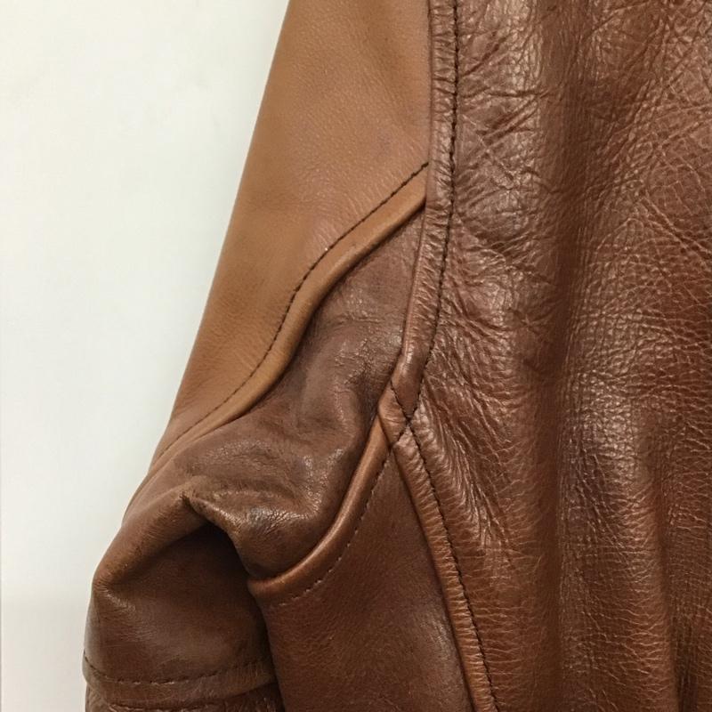 エアロレザー Aero Leather ジャケット、上着 ジャンパー、ブルゾン ジップアップレザージャケット アウター シングル ライダースジャケット 36 無地 茶 / ブラウン /  メンズ USED 古着 中古 10142333