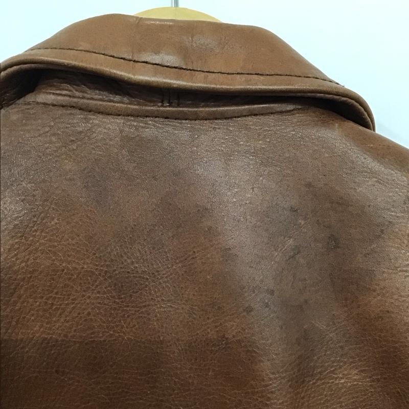 エアロレザー Aero Leather ジャケット、上着 ジャンパー、ブルゾン ジップアップレザージャケット アウター シングル ライダースジャケット 36 無地 茶 / ブラウン /  メンズ USED 古着 中古 10142333
