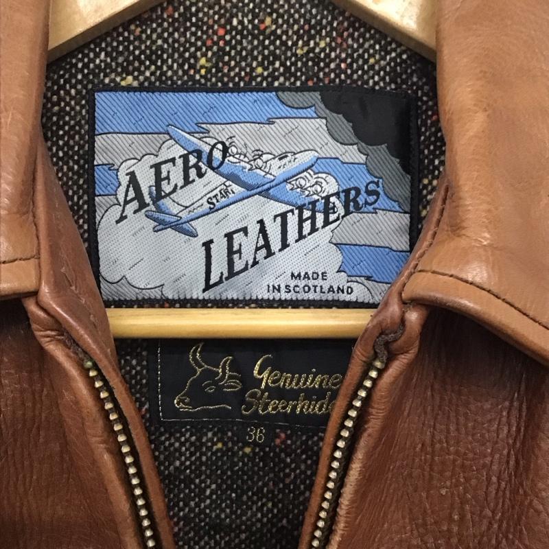 エアロレザー Aero Leather ジャケット、上着 ジャンパー、ブルゾン ジップアップレザージャケット アウター シングル ライダースジャケット 36 無地 茶 / ブラウン /  メンズ USED 古着 中古 10142333