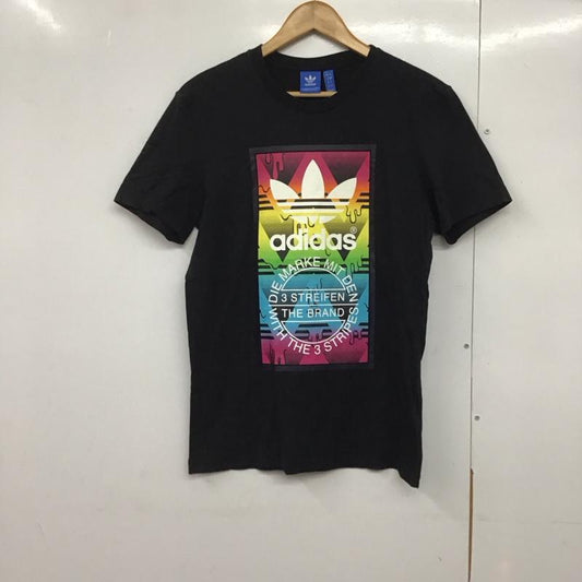アディダス adidas Tシャツ 半袖 半袖カットソー プリントTシャツ クルーネックカットソー L プリント 黒 / ブラック /  メンズ USED 古着 中古 10142403