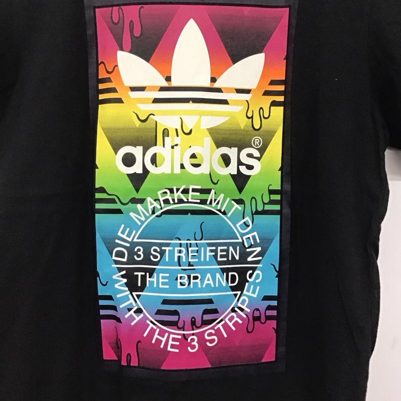 アディダス adidas Tシャツ 半袖 半袖カットソー プリントTシャツ クルーネックカットソー L プリント 黒 / ブラック /  メンズ USED 古着 中古 10142403