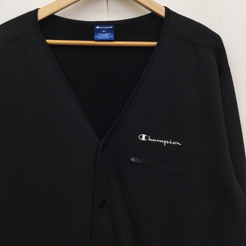 チャンピオン Champion カーディガン 長袖 C8-SS004 XL ロゴ、文字 黒 / ブラック /  メンズ USED 古着 中古 10142564