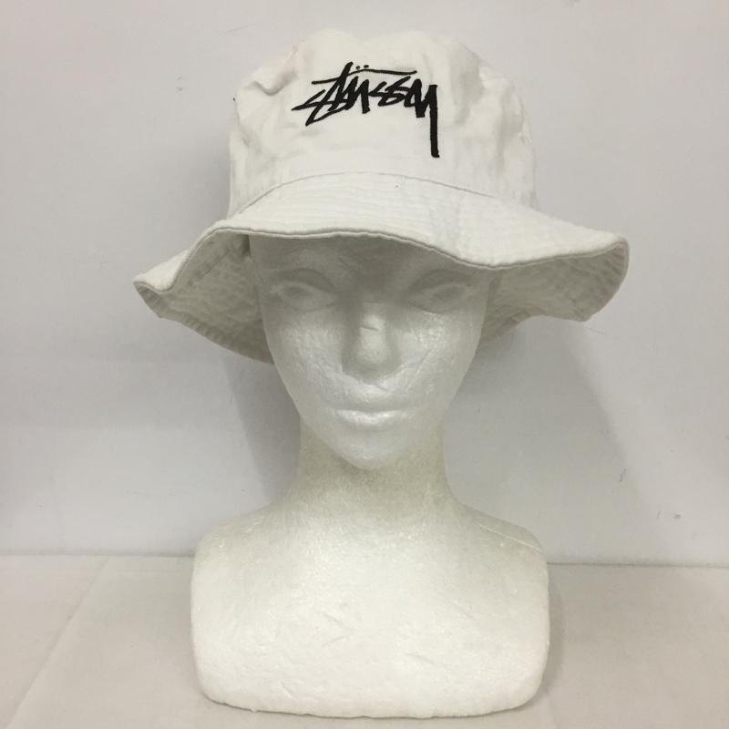 ステューシー STUSSY 帽子 ハット バケットハット バケハ コットン ロゴ、文字 白 / ホワイト /  メンズ USED 古着 中古 10142798