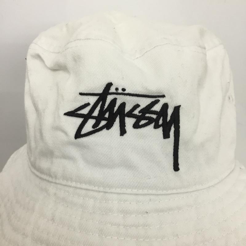 ステューシー STUSSY 帽子 ハット バケットハット バケハ コットン ロゴ、文字 白 / ホワイト /  メンズ USED 古着 中古 10142798