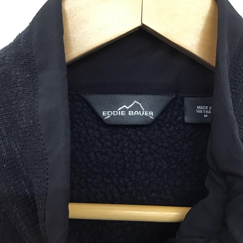エディーバウアー Eddie Bauer ジャケット、上着 ジャケット、ブレザー ジップアップジャケット アウター 裏地ボアジャケット スタンドネック M ロゴ、文字 黒 / ブラック /  メンズ USED 古着 中古 10142941