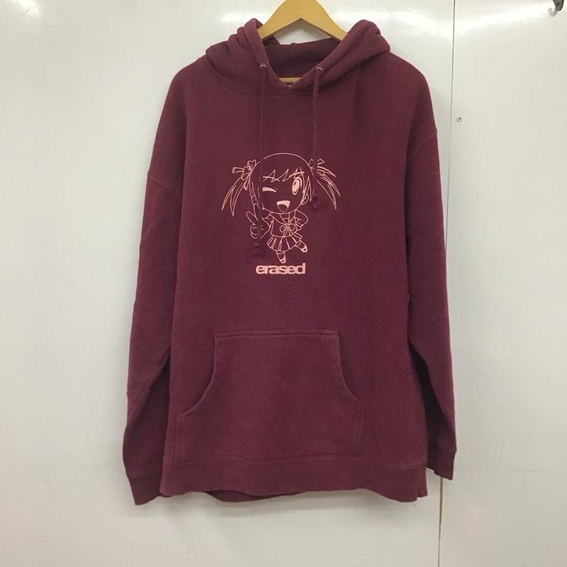 古着 USED パーカー 長袖 erased LL プリント えんじ / ワインレッド /  メンズ USED 古着 中古 10142997