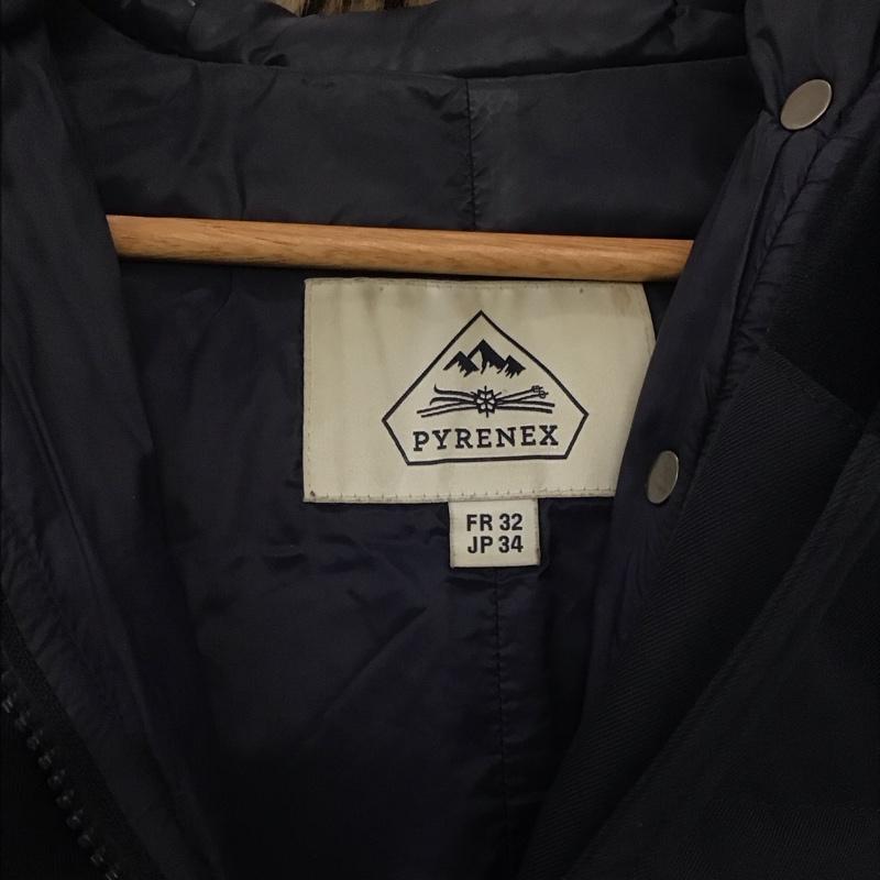 ピレネックス Pyrenex コート ダウンコート hwm004 ファー付き 34 無地 紺 / ネイビー /  レディース USED 古着 中古 10143048