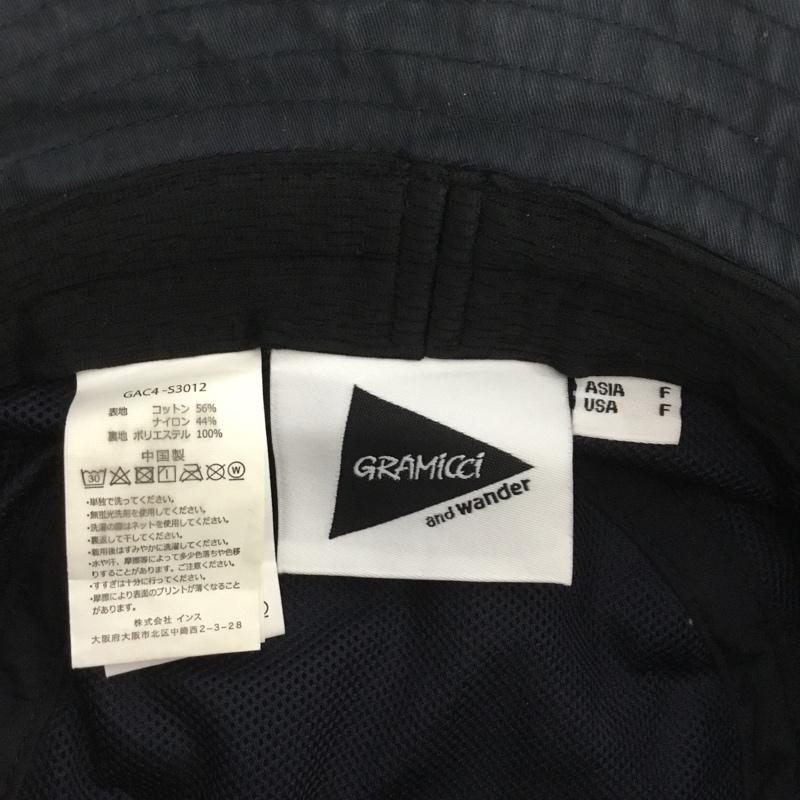 グラミチ GRAMICCI 帽子 ハット GAC4-S3012 and wander コラボレーション バケットハット FREE ロゴ、文字 紺 / ネイビー /  メンズ USED 古着 中古 10143053