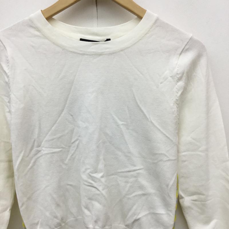 クイーンズコート QUEENS COURT カットソー 長袖 2212-91502 2 チェック 白 / ホワイト / X 黄 / イエロー /  レディース USED 古着 中古 10143155