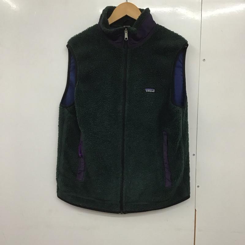 パタゴニア patagonia ベスト ベスト ジップアップフリースベスト スタンドネック アウター L ロゴ、文字 緑 / グリーン /  メンズ USED 古着 中古 10143172