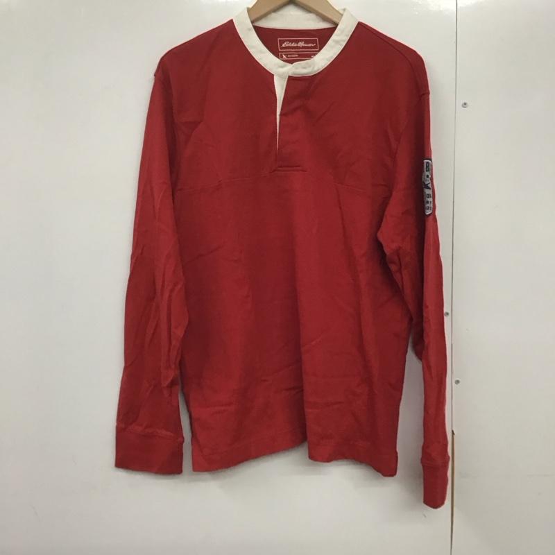 エディーバウアー Eddie Bauer カットソー 長袖 長袖カットソー ヘンリーネック ノーカラーシャツ M 無地 赤 / レッド /  メンズ USED 古着 中古 10143187