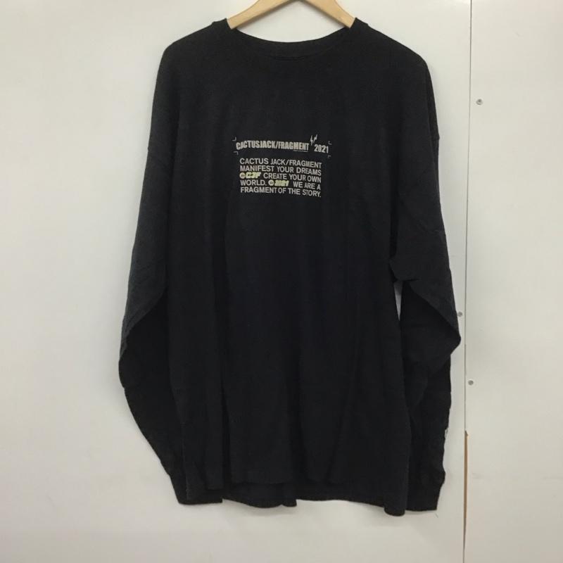 カクタスジャック Cactus Jack カットソー 長袖 長袖カットソー プリントカットソー クルーネック XL ロゴ、文字 黒 / ブラック /  メンズ USED 古着 中古 10143188